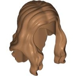 LEGO part 95225 Hair Long Wavy with Centre Part in Medium Nougat