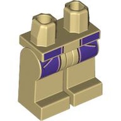 LEGO part 970c26pr0009 Hips and Tan Legs with Dark Purple Coat Tails print in Brick Yellow/ Tan