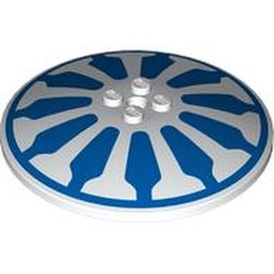 LEGO part 3961pr0017 Dish 8 x 8 Inverted [Radar], Solid Studs with 11 Blue Shapes, Circle print in White