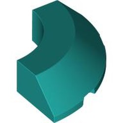 LEGO part 5649 Brick Round Corner 4 x 4 x 1 with Bottom Cut Outs, No Studs, Flat Top in Bright Bluish Green/ Dark Turquoise