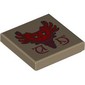 Tile 2 x 2 with Red/Dark Red Bird Crest print