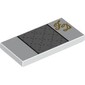 Tile 2 x 4 with Silver Rectangle, Gold 'FD' print