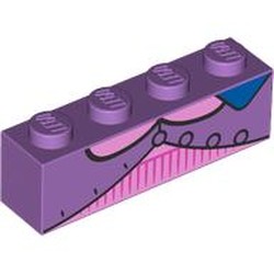 LEGO part 3010pr0106 Brick 1 x 4 with Jacket, Bright Pink Sweater, Blue Collar print in Medium Lavender