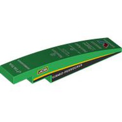 LEGO part 6801pr0004 Slope Curved 1 x 6 with print in Dark Green/ Green