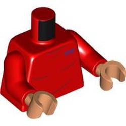 LEGO part 973c22h13pr0001 Torso, Red Arms, Nougat Hands with print in Bright Red/ Red