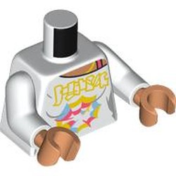 LEGO part 973c27h13pr0001 Torso, White Arms, Nougat Hands with print in White