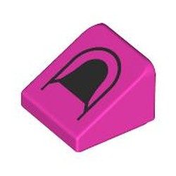 LEGO part 54200pr0027 Slope 30° 1 x 1 x 2/3 (Cheese Slope) with Black Safety Bar print in Bright Purple/ Dark Pink