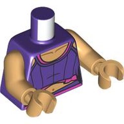 LEGO part 973c70h70pr0001 Torso, Warm Tan Arms and Hands with print in Medium Lilac/ Dark Purple