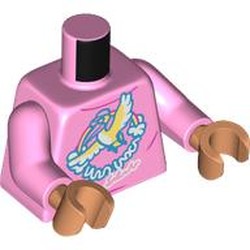 LEGO part 973c43h13pr0001 Torso, Bright Pink Arms, Nougat Hands with print in Light Purple/ Bright Pink