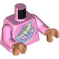 Torso, Whit/Light Yellow Flying Birds, Rainbow, Writing print, Bright Pink Arms, Nougat Hands