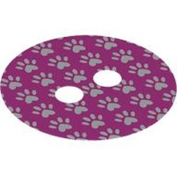 LEGO part 50689pr0002 Hipwear Skirt, Round with White Pawprints print in Bright Purple/ Dark Pink