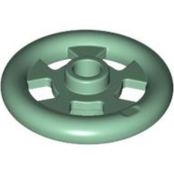 LEGO part 7610 Plate Special, 1 x 1 Stud with 3 x 3 Ring Around in Sand Green