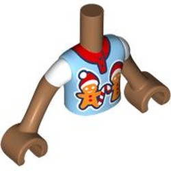 LEGO part 11408c02pr0017 Minidoll Torso Boy with Medium Nougat Arms and Hands with print in Medium Nougat