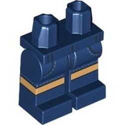 LEGO part 970c05pr0015 Hips and Dark Blue Legs with Warm Tan Knees, Denim Shorts print in Earth Blue/ Dark Blue