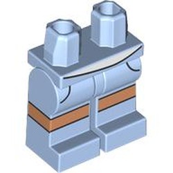 LEGO part 970c29pr0002 Hips and Bright Light Blue Legs with White Shirt, Nougat Knees print in Light Royal Blue/ Bright Light Blue
