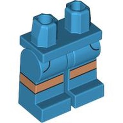 LEGO part 970c04pr0005 Hips and Dark Azure Legs with Nougat Knees print in Dark Azure