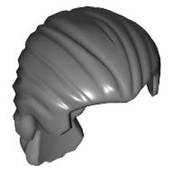 LEGO part 95226 Hair Swept Back with Short Ponytail in Dark Stone Grey / Dark Bluish Gray