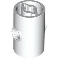 LEGO part 7654 Brick Round 2 x 2 x 3 D. Tube with Axle Holes (Crossholes) at Each End, Pin Holes In Sides in White