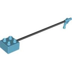 LEGO part 114476c01 Duplo Brick, 2x2 with Black Hose and Nozzle in Medium Azure