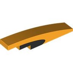LEGO part 6801pr0011 Slope Curved 1 x 6 with Black Oval on Side print in Flame Yellowish Orange/ Bright Light Orange