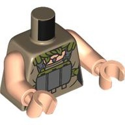 LEGO part 973c02h02pr0009 Torso, Light Nougat Arms and Hands with print in Sand Yellow/ Dark Tan