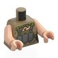 Torso, Olive Backpack, Scarf, Dark Bluish Grey Straps, Harness, Pickaxe print, Light Nougat Arms and Hands