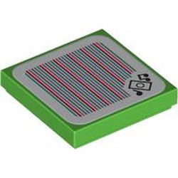 LEGO part 3068bpr9298 Tile 2 x 2 with iPod, Music Notes, Barcode print (Sticker) in Bright Green