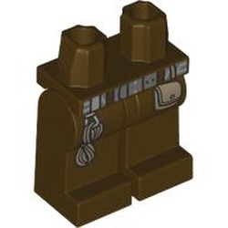 LEGO part 970c07pr0005 Hips and Dark Brown Legs with Silver Belt, Pouch, Rope print in Dark Brown