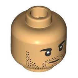 LEGO part 28621pr9685 Minifig Head with print in Warm Tan