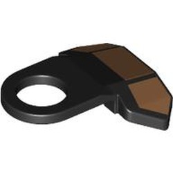 LEGO part 7504pr0001 Minifig Neckwear Pauldron with Dark Orange print in Black