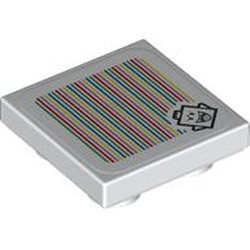 LEGO part 11203pr0025 Tile Special 2 x 2 Inverted with King Boo, Barcode print (Sticker) in White