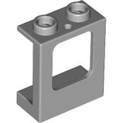 LEGO part 60032 Window 1 x 2 x 2 Plane, Hollow Studs, Single Hole Top and Bottom for Glass in Medium Stone Grey/ Light Bluish Gray