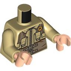 LEGO part 973c26h02pr0004 Torso, Tan Arms, Light Nougat Hands with print in Brick Yellow/ Tan