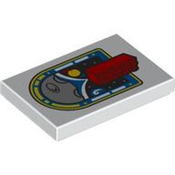 LEGO part 26603pr0165 Tile 2 x 3 with print in White