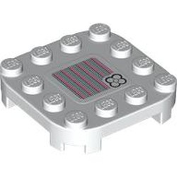 LEGO part 66792pr0004 Plate Round Corners 4 x 4 x 2/3 Circle with Reduced Knobs with Flower, Barcode print (Sticker) in White