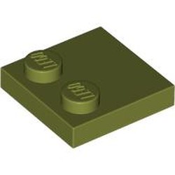 LEGO part 33909 Plate Special 2 x 2 with Only 2 studs in Olive Green