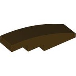 LEGO part 61678 Slope Curved 4 x 1 No Studs [Stud Holder with Asymmetric Ridges] in Dark Brown