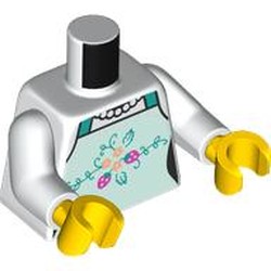 LEGO part 973c27h01pr0070 Torso, White Arms, Yellow Hands with print in White