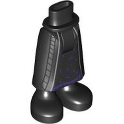 LEGO part 59794c01pr0025 Minidoll Hips and Skirt with Ankles with Silver Trim, Dark Purple Decorations print in Black
