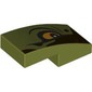 Slope Curved 2 x 1 No Studs with Yellow Eye Left, Dark Brown Shape print