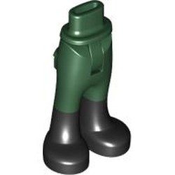LEGO part 2277c01pr0002 Minidoll Hips and Trousers with Back Pockets and Black Boots Print [Thin Hinge] in Earth Green/ Dark Green