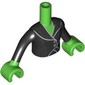Minidoll Torso Girl with Bright Green Arms and Hands with Black Jacket, Silver Trim, Buttons print