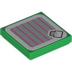 LEGO part 3068bpr9290 Tile 2 x 2 with Yoshi and Barcode Print (Sticker) in Dark Green/ Green