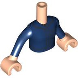 LEGO part 92816c01pr0011 Minidoll Torso Woman with Light Nougat Arms and Hands with Dark Blue Dress, Dark Blue Trim print in Light Nougat