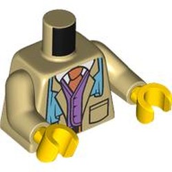 LEGO part 973c26h01pr0014 Torso, Tan Arms, Yellow Hands with print in Brick Yellow/ Tan