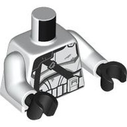 LEGO part 973c27h03pr0023 Torso, White Arms, Black Hands with print in White