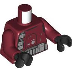 LEGO part 973c10h03pr0008 Torso, Dark Red Arms, Black Hands with print in Dark Red