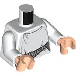 LEGO part 973c27h02pr0018 Torso, Dress, Silver Belt print, White Arms, Light Nougat Hands in White