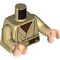 Torso, Jedi Robes, Reddish Brown Shirt, Belt, Gold Belt Buckle print, Tan Arms, Light Nougat Hands