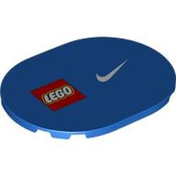 LEGO part 65474pr0014 Tile 6 x 8 with Rounded Corners with LEGO Logo, Nike Logo print in Bright Blue/ Blue